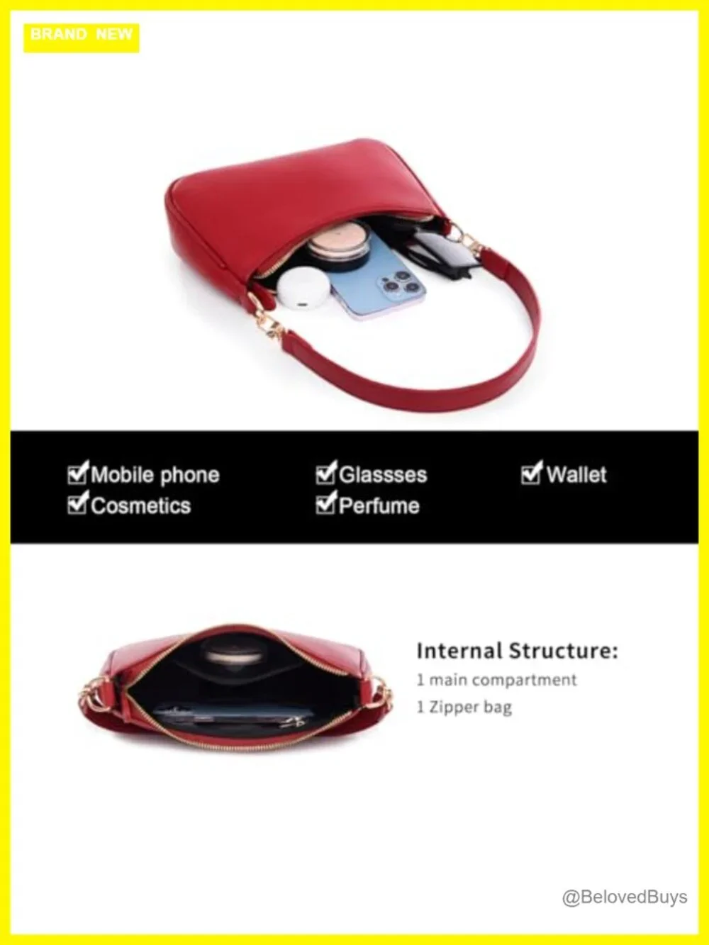 Faux Leather Hobo Crossbody Bag with Zipper Closure and Removable Straps